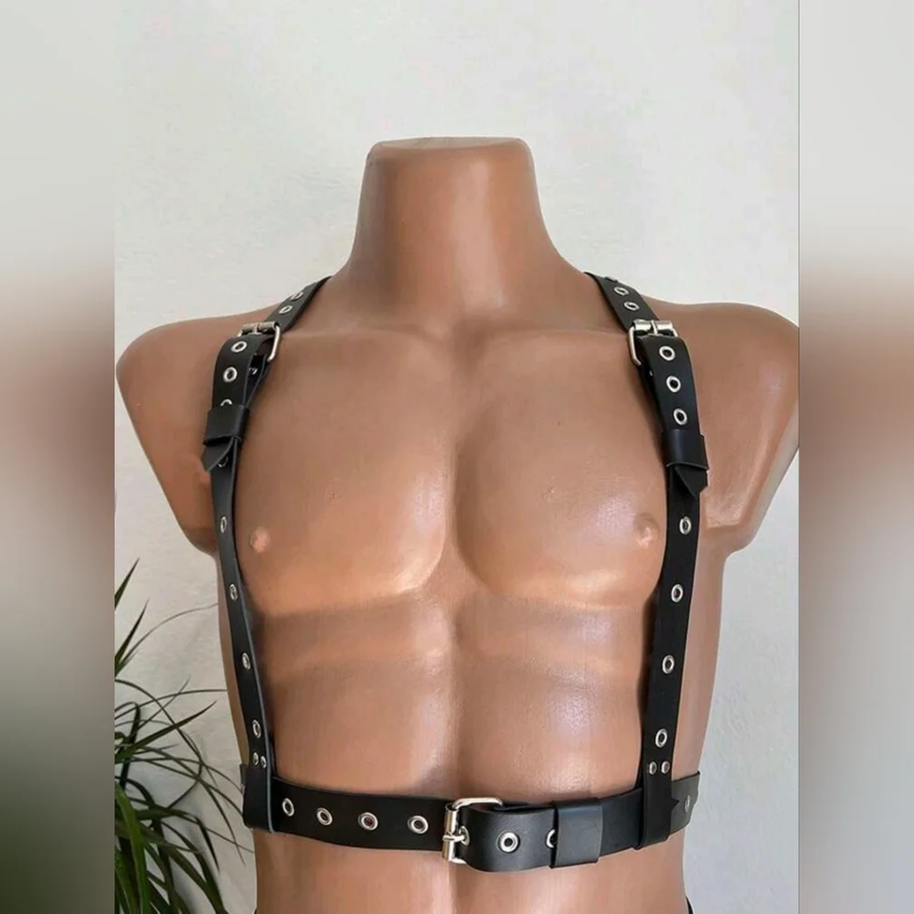 TRENDY  - Men's Black Adjustable Suspender Harness Belt